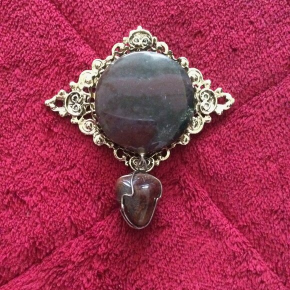 Vintage Agate and Brown Jasper Brooch - Picture 1 of 4